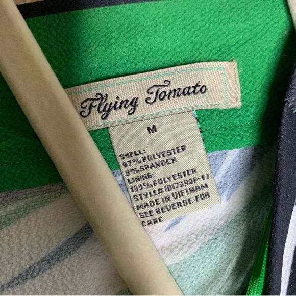 Flying tomato deep v neck high low leaf dress multicolor green - Picture 13 of 13